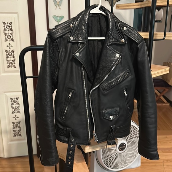 Jackets & Coats Vintage Heavy Leather Biker Jacket Large No Labels
